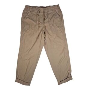 Talbots Casual‎ Pants Drawstring Waist Utility Pockets Khaki Size 8